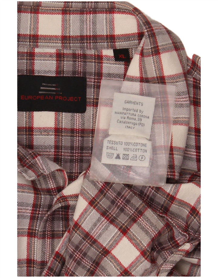 European Project Chemise en flanelle pour homme XL en coton à carreaux gris