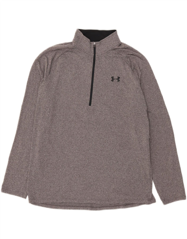 Under Armour Haut de Survêtement Heat Gear Zip Neck Pull Homme Gris XL