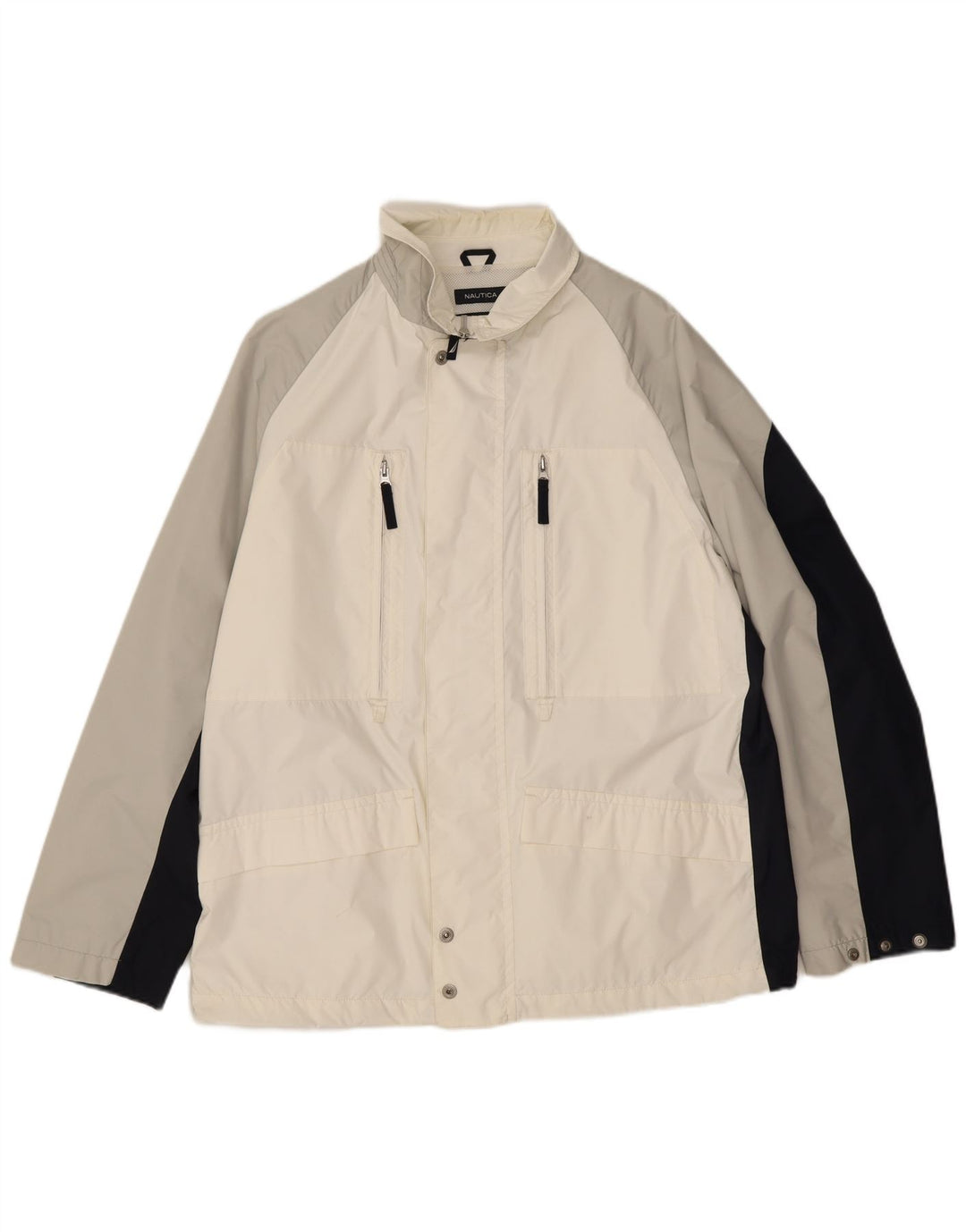Nautica Veste de pluie pour homme UK 40 Large Blanc Colorblock Nylon