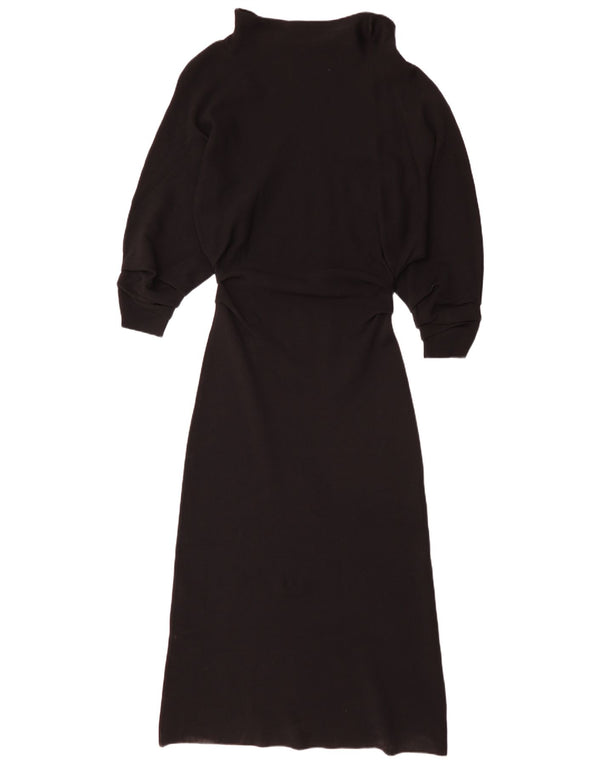 Zara Robe Maxi à Manches Longues pour Femme UK 8 Petite Viscose Noire