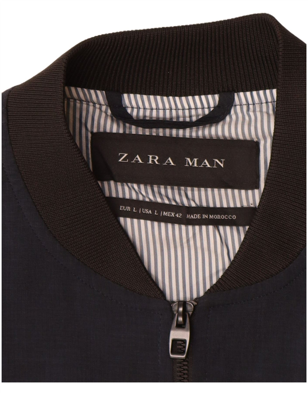 Zara Veste Bomber Homme UK 40 Large Bleu Marine Polyester