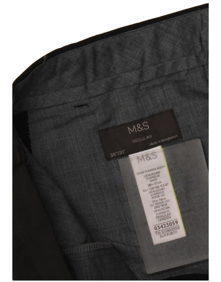 Marks & Spencer Pantalon de costume classique pour homme W38 L31 Noir Polyester