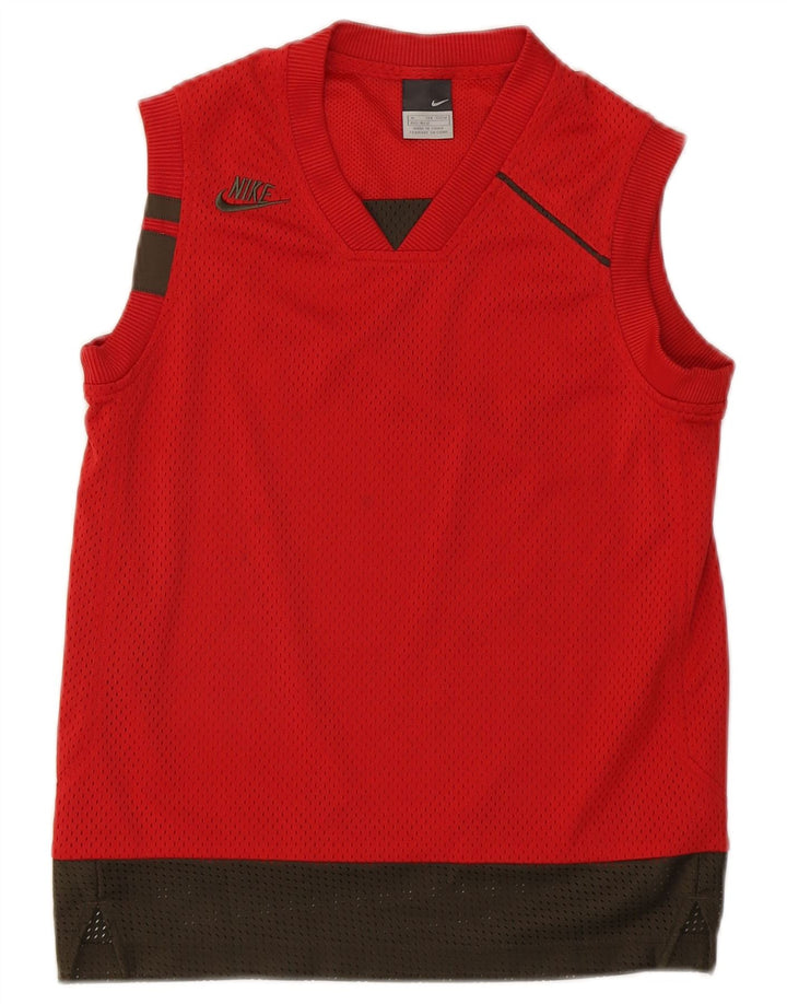NIKE Boys Graphic Vest Top 10-11 Years Medium  Red Colourblock