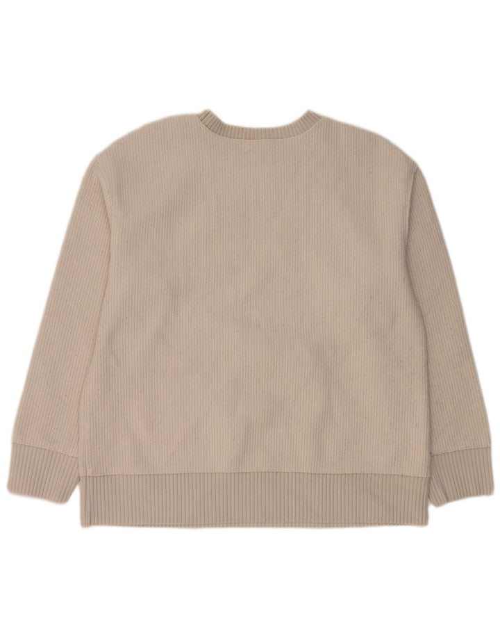 Zara Pull ras du cou pour femme UK 14 Medium Blanc cassé Polyester