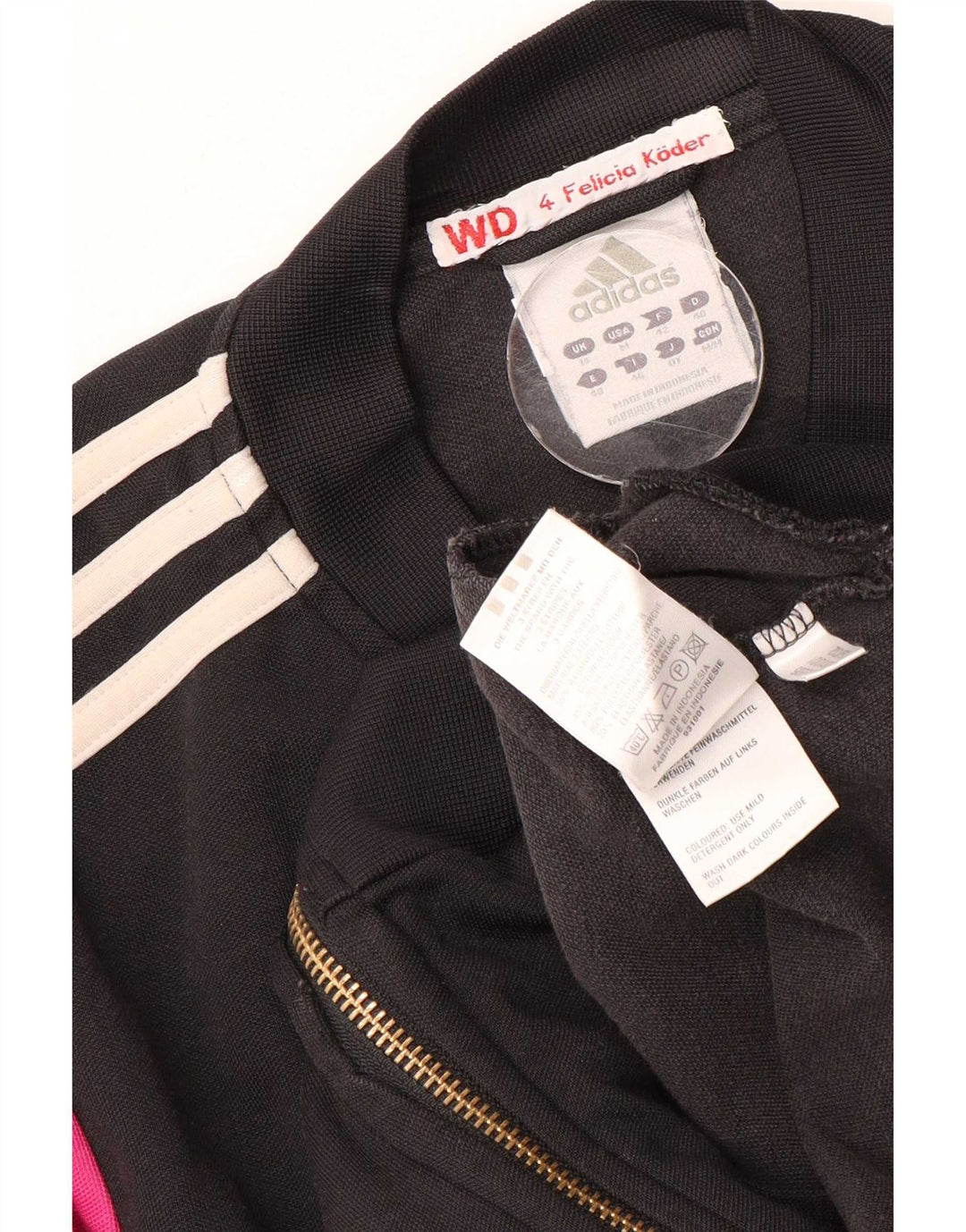 Adidas Veste de survêtement pour femme UK 12 Coton color block noir moyen