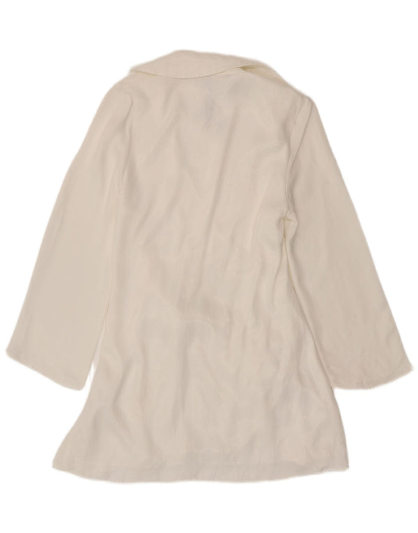 Zara Robe portefeuille à manches longues pour femme UK 12 Viscose blanc moyen