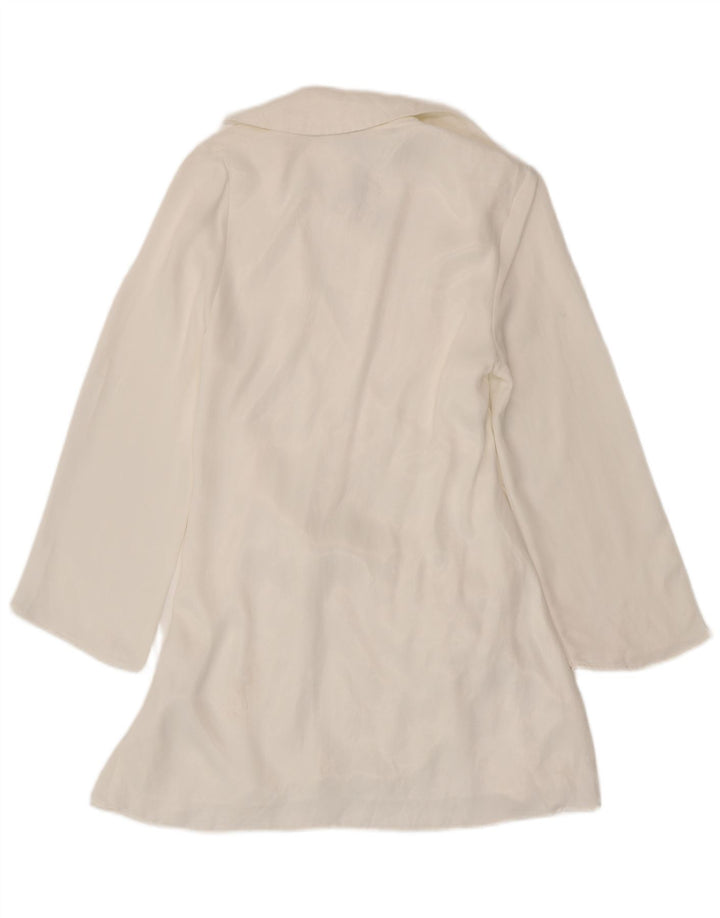 Zara Robe portefeuille à manches longues pour femme UK 12 Viscose blanc moyen