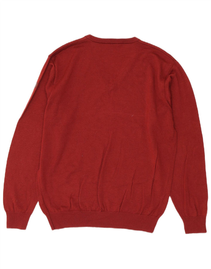 Marz Pull Col V Homme IT 50 Laine Vierge Bordeaux Moyen