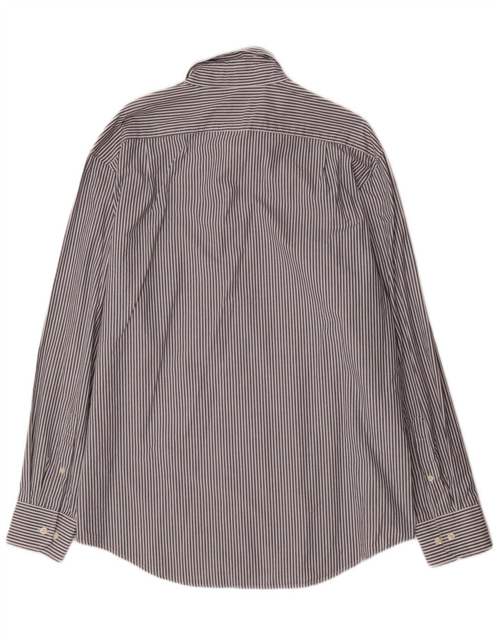 IZOD Chemise Homme Large Bleu Marine à Fines Rayures en Coton