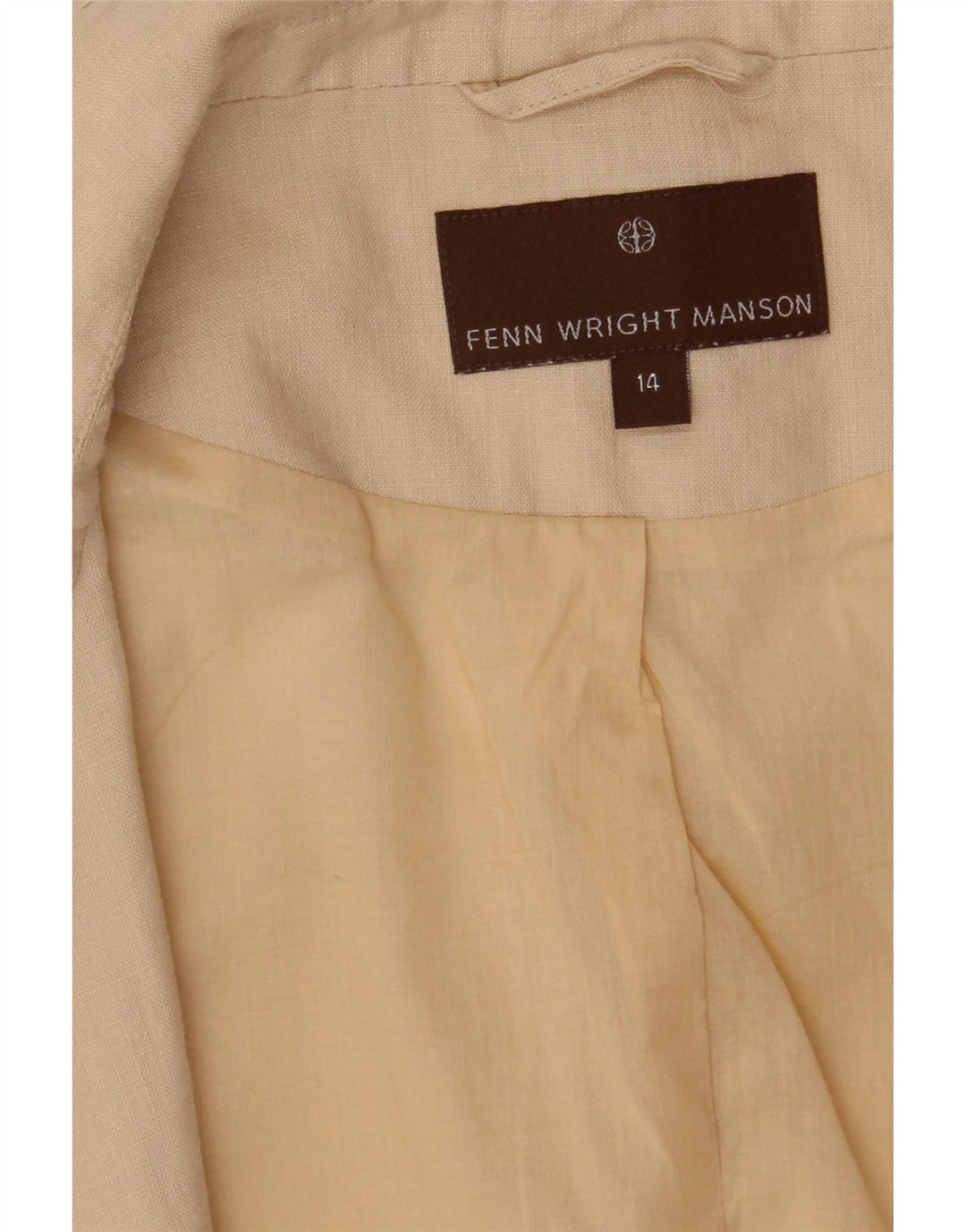 FENN WRIGHT MANSON Womens Blazer Jacket UK 14 Large Beige Linen Vintage Fenn Wright Manson and Second-Hand Fenn Wright Manson from Messina Hembry 