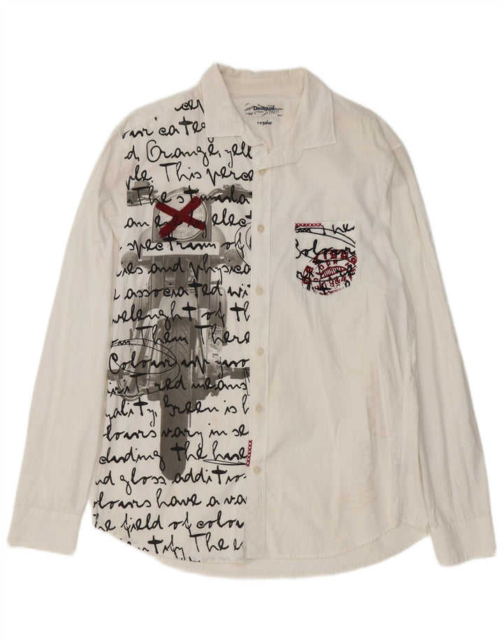 DESIGUAL Chemise Graphique Regular Fit Homme Blanc Coton