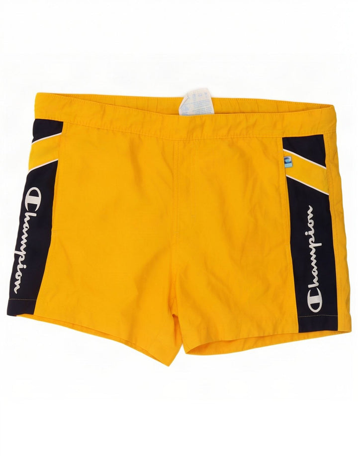 Champion Short de Bain Graphique Homme Jaune Moyen Polyester Colorblock