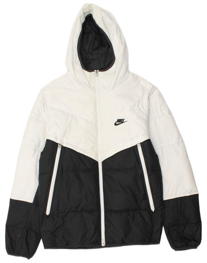 Nike Veste matelassée à capuche pour homme UK 36 Petit Noir Polyester Colorblock
