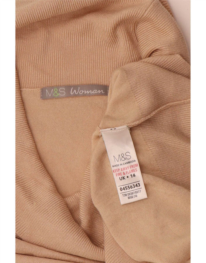Marks & Spencer Pull col roulé pour femme UK 14 Large Beige Viscose