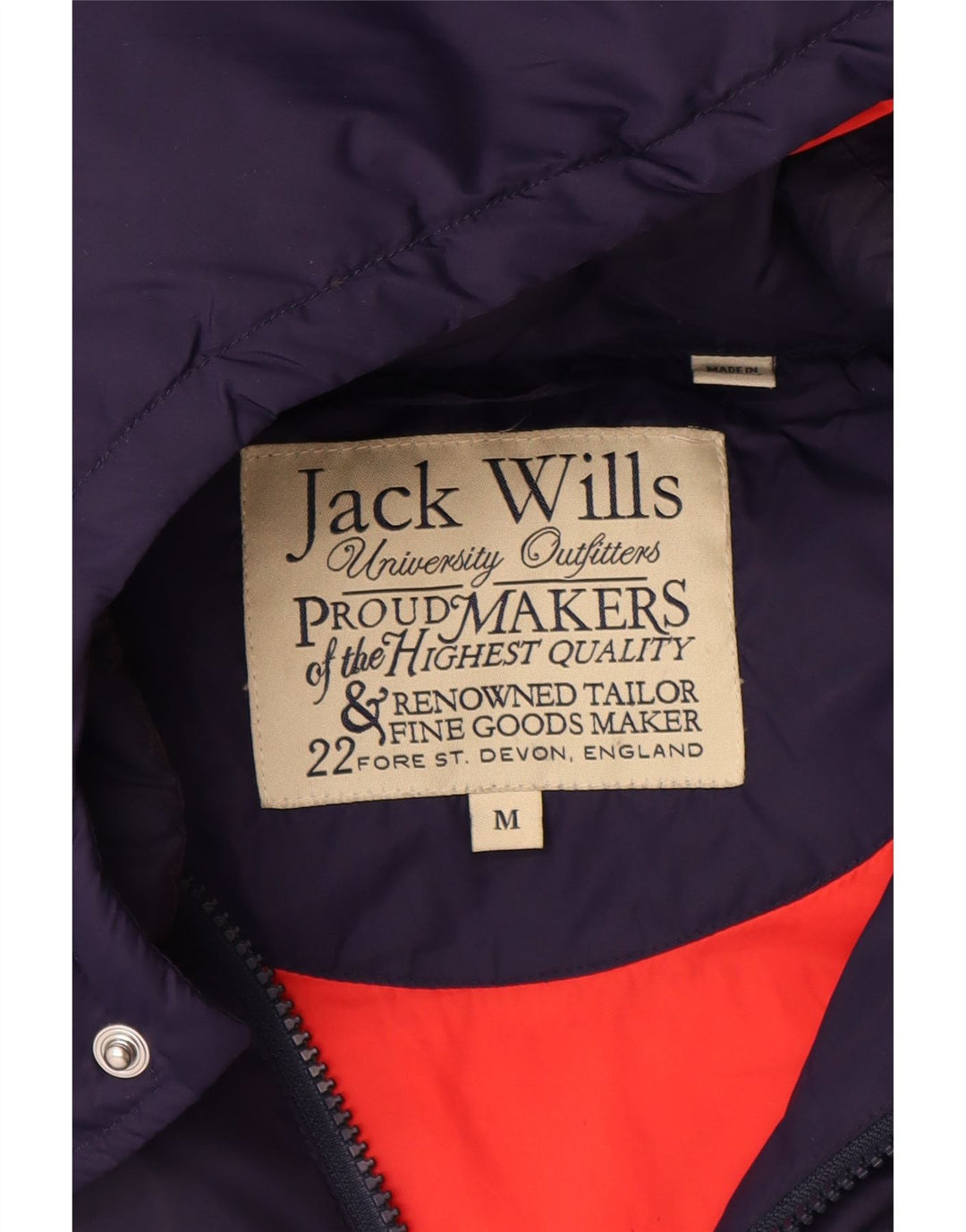 JACK WILLS Gilet rembourré à capuche pour homme UK 38 Medium Navy Blue Nylon