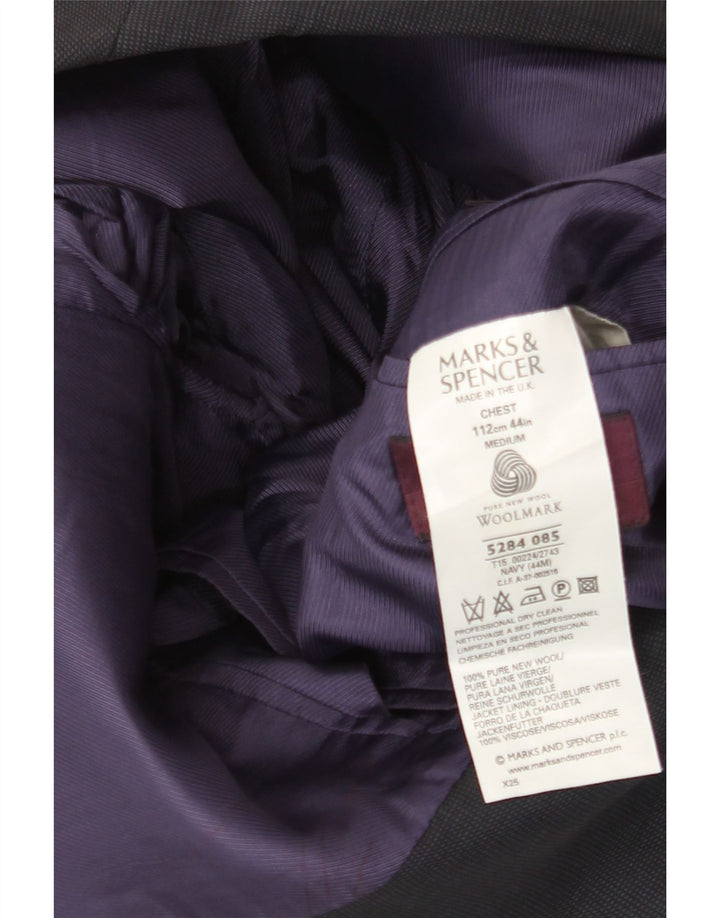 Marks & Spencer Veste blazer à 3 boutons pour homme UK 44 2XL Bleu marine Laine vierge
