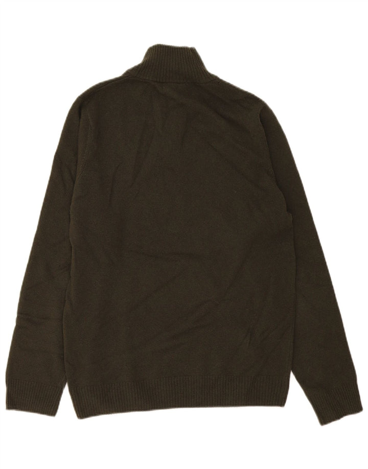 Lacoste Pull col zippé pour homme Taille 4 Kaki moyen Laine neuve