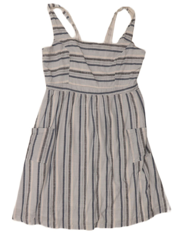 Fat Face Robe d'été pour femme UK 44 Grand coton rayé bleu