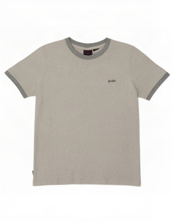 Superdry Femme T-Shirt Oversize UK 10 Petit Gris Moucheté Coton
