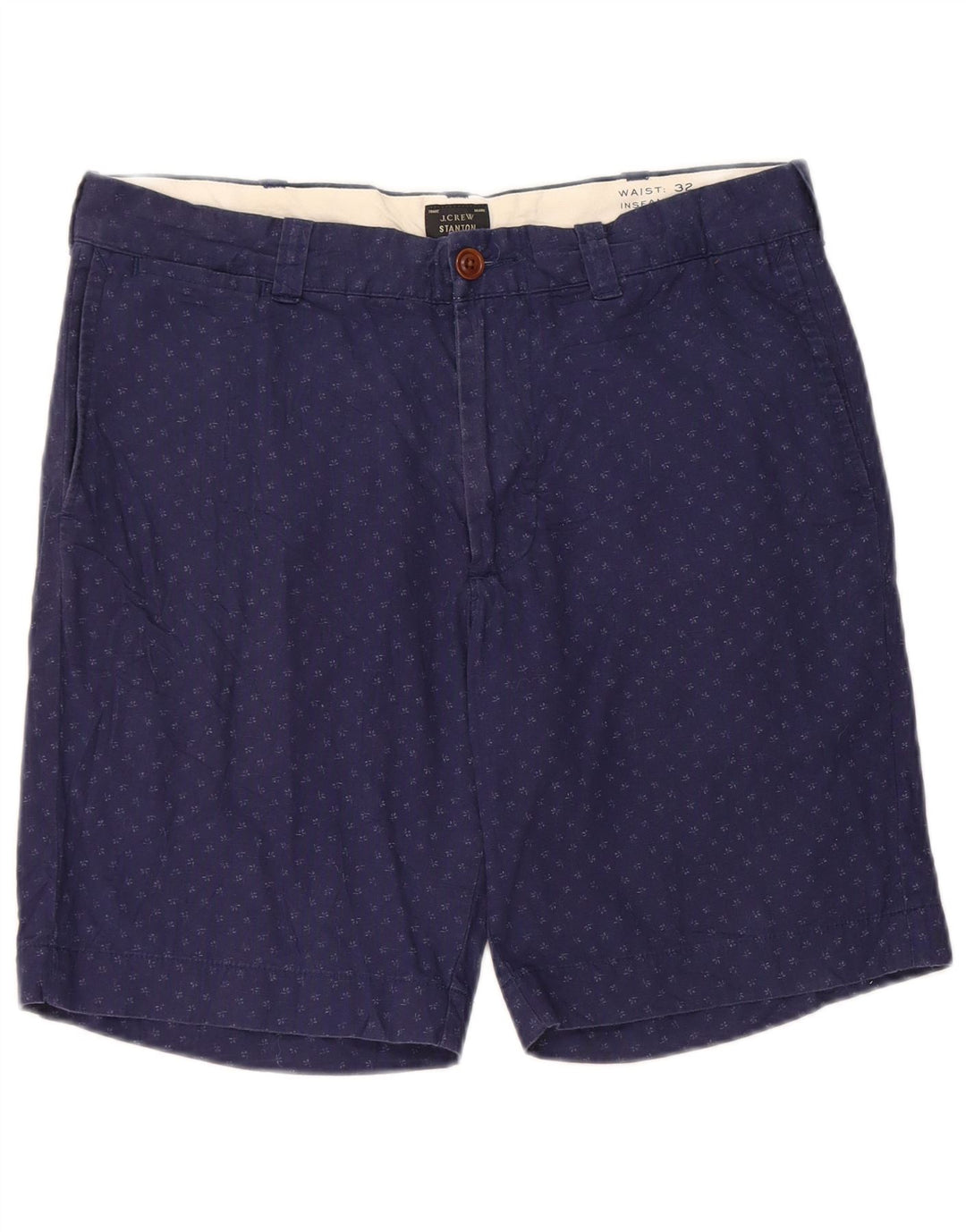 J. CREW Short Chino Stanton W32 Homme Bleu Marine Moyen en Coton à Pois