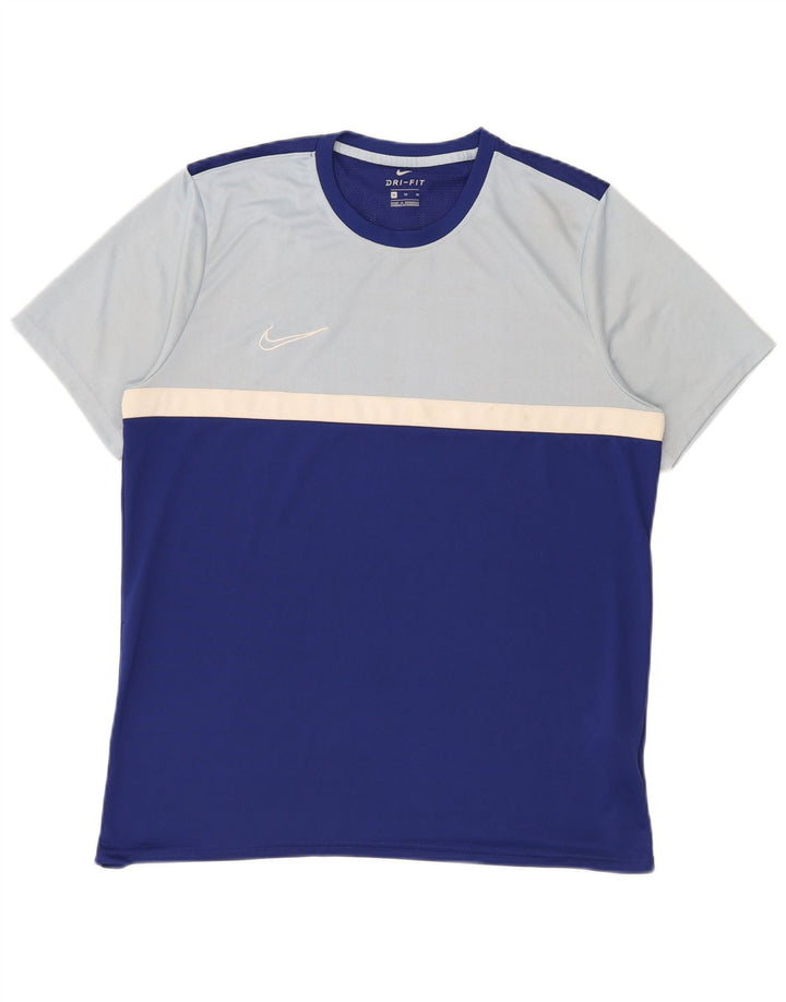 Nike T-shirt Dri Fit pour homme XL Bleu Colorblock Polyester