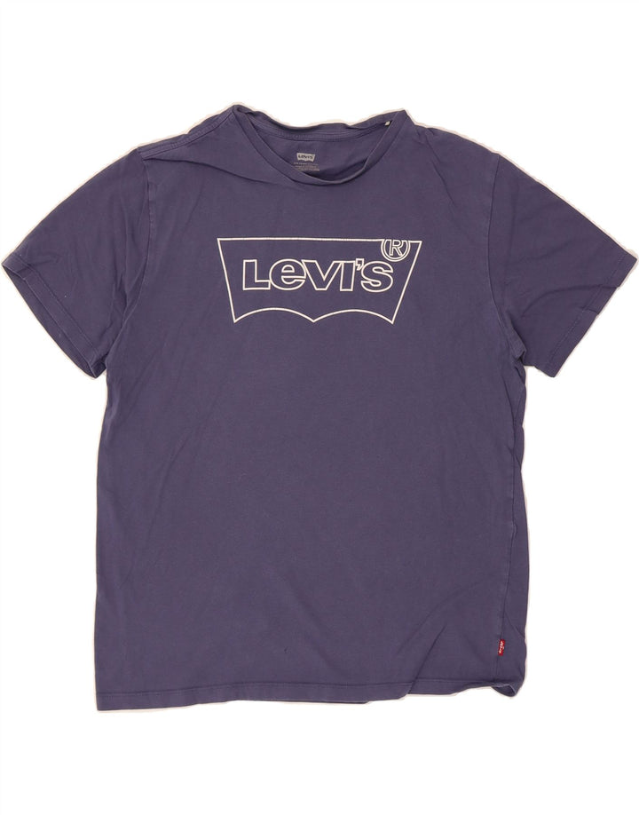 LEVI'S Mens Graphic T-Shirt Top Medium Navy Blue Vintage Levi's and Second-Hand Levi's from Messina Hembry 