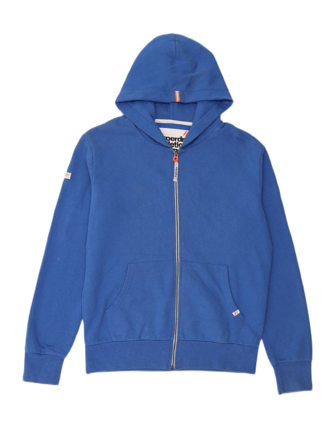 SUPERDRY Pull à capuche zippé pour hommes, grand coton bleu