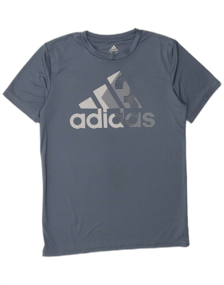 ADIDAS Boys Graphic T-Shirt Top 14-15 Years Large Blue Polyester
