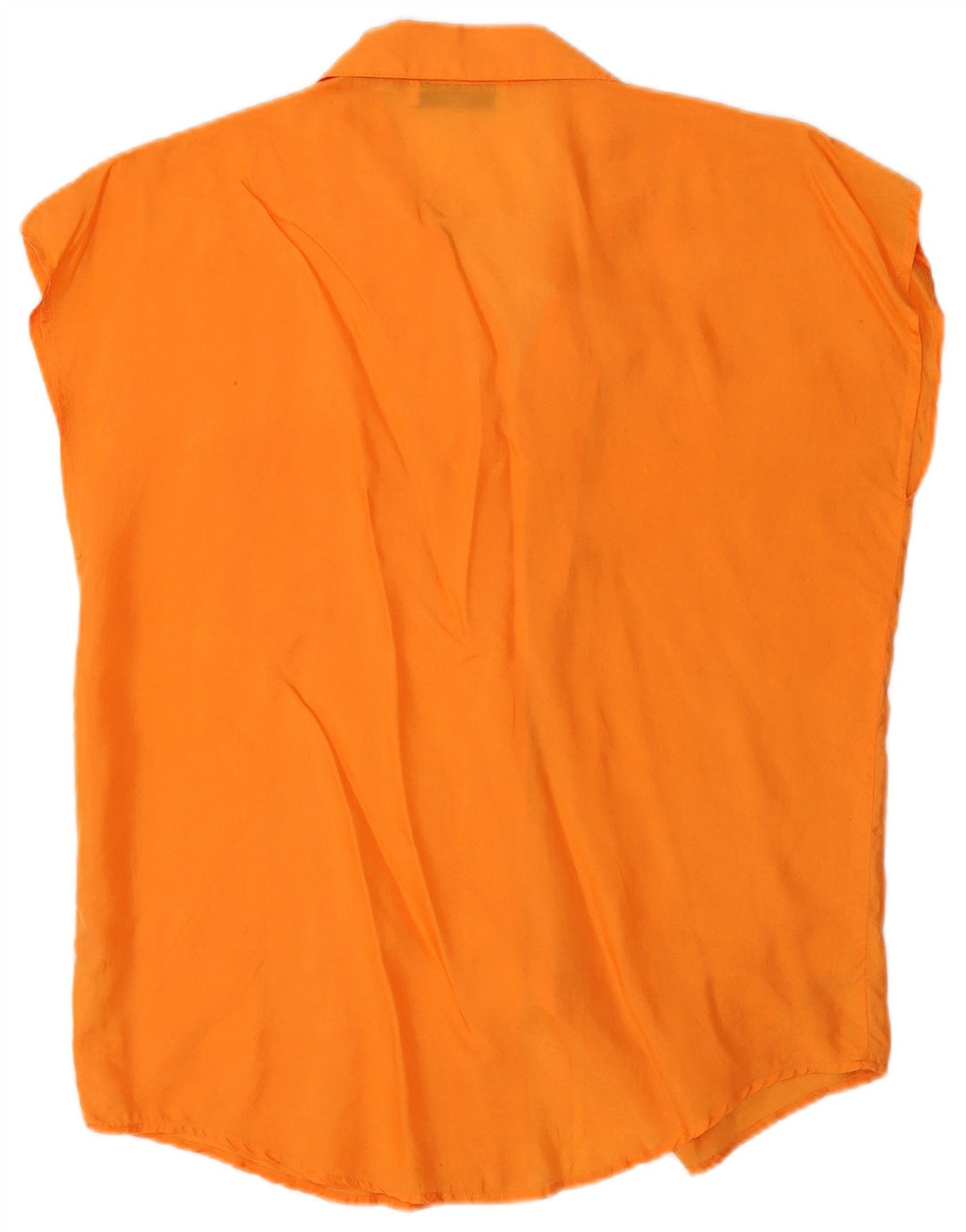 vintage Femme Chemise sans manches Blouse UK 14 Orange Moyen