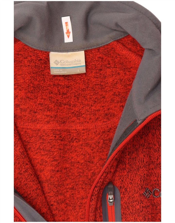 Columbia Cardigan Homme Pull Large Orange Moucheté Polyester