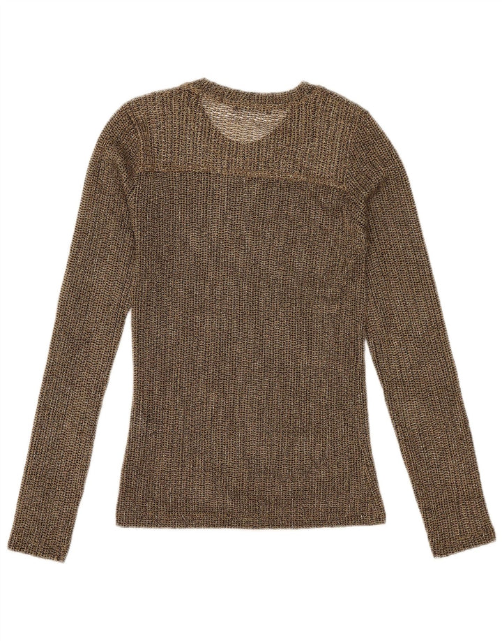 Zara Haut transparent à manches longues pour femme UK 10 Petit polyester moucheté doré