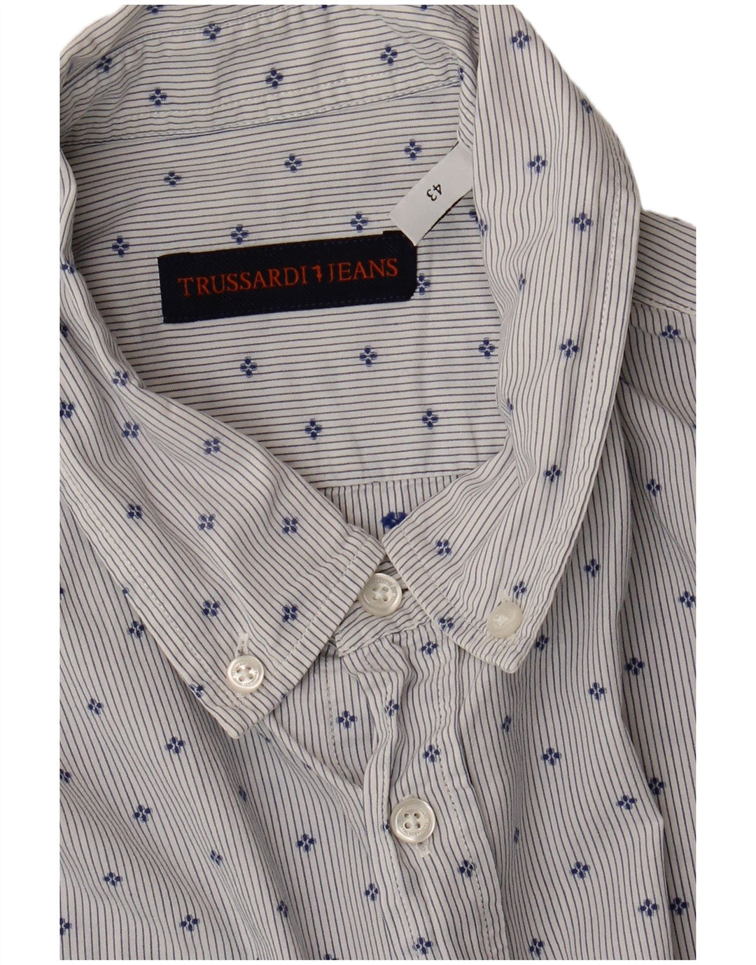 Trussardi Jeans Chemise Homme Taille 43 Large Bleu Spotté