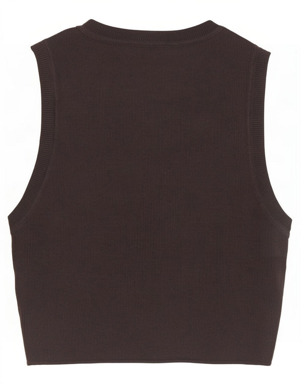 Zara Femme Crop Débardeur UK 12 Gris Moyen Viscose