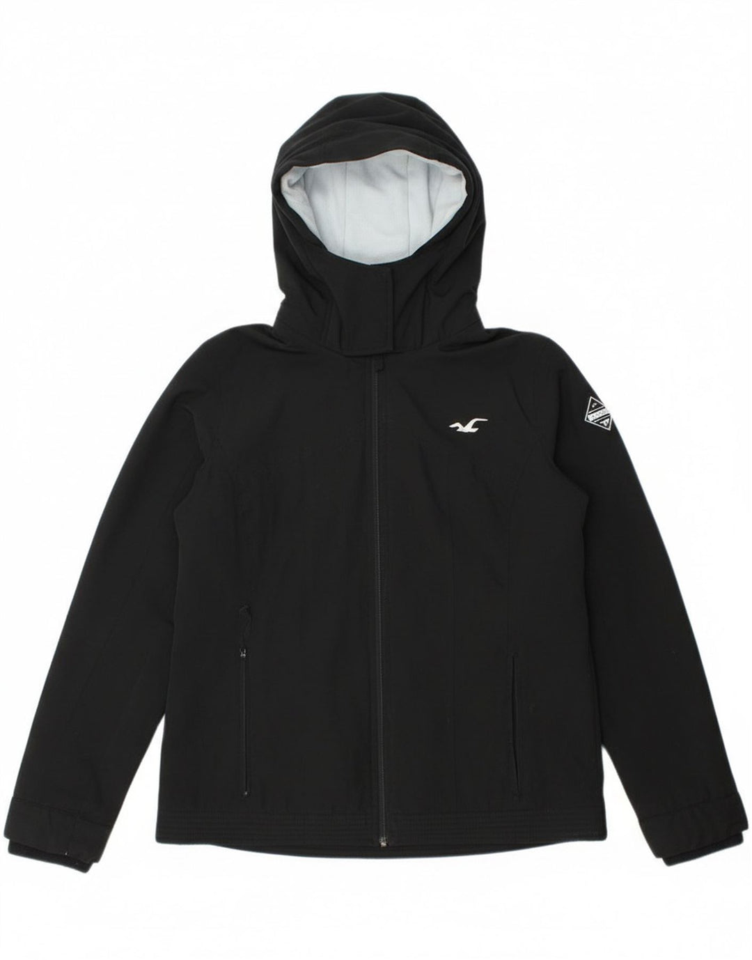 Hollister Veste coupe-vent à capuche pour femme UK 14 Medium Noir Polyester