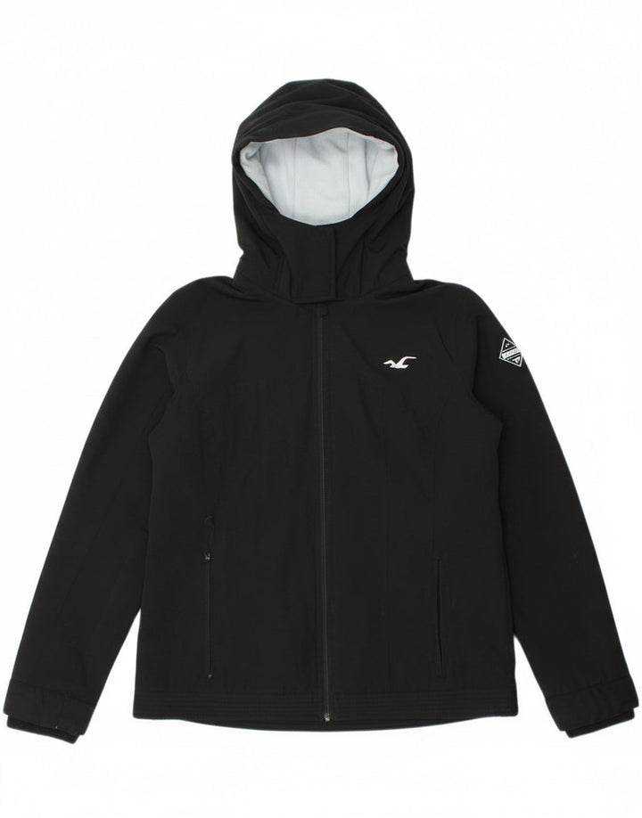 Hollister Veste coupe-vent à capuche pour femme UK 14 Medium Noir Polyester