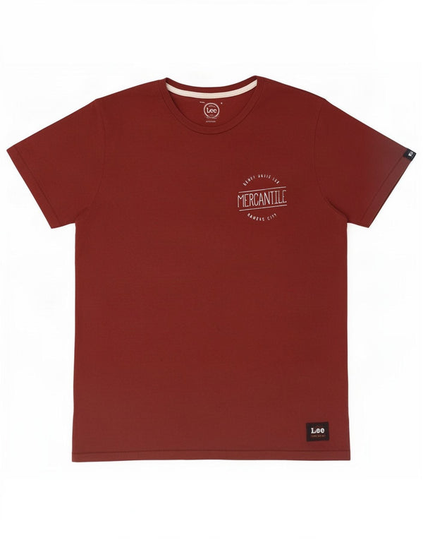 Lee Mens Mercantile Regular Fit Graphic T-Shirt Top Petit Rouge Coton