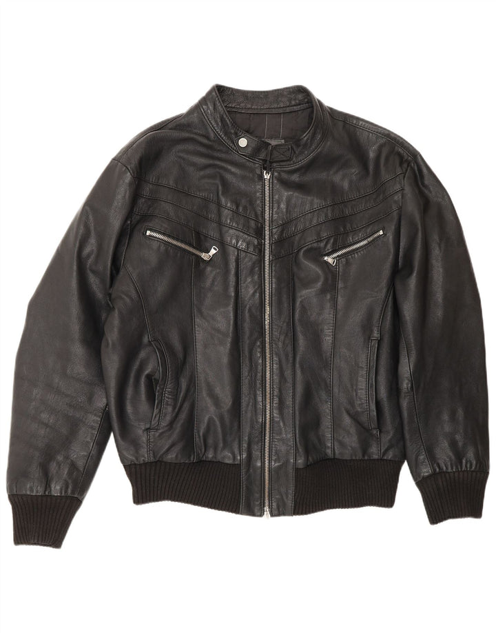 Sonny Bono Veste en cuir bomber pour homme UK 38 Medium Noir