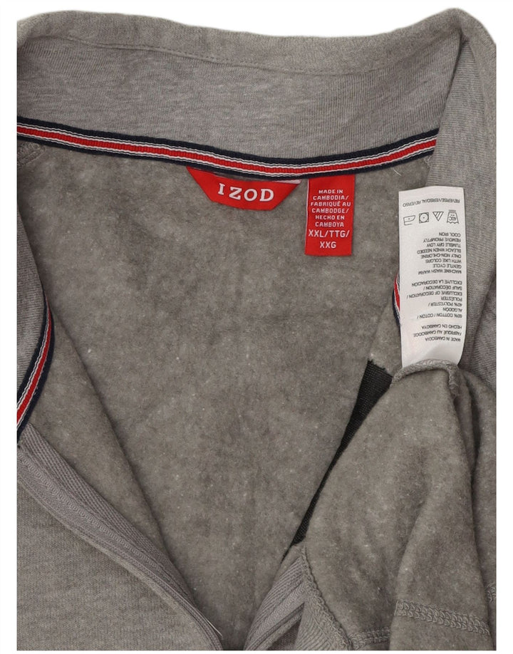 IZOD Sweat-shirt col zippé pour homme 2XL Gris Coton