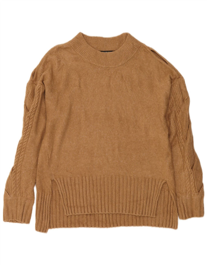 Dkny Pull col roulé pour femme UK 14 Acrylique marron moyen