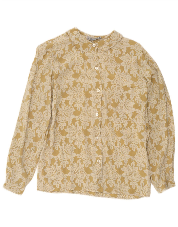 i Blues Chemisier Femme IT 44 Soie Florale Jaune Moyen