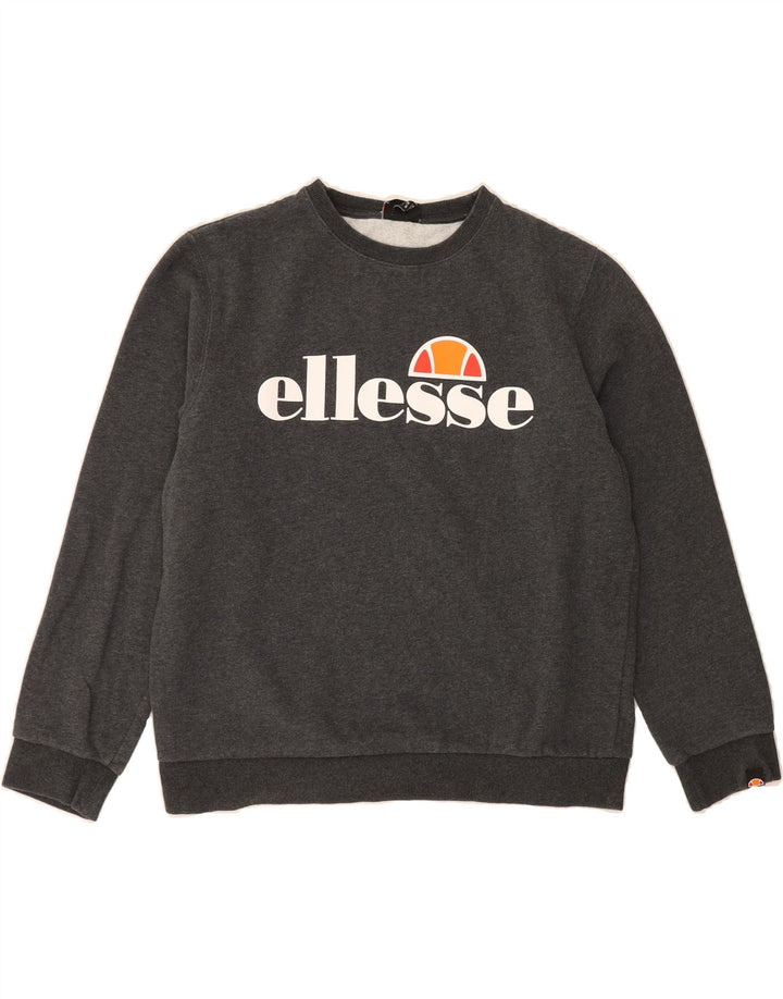 ELLESSE Womens Graphic Sweatshirt Jumper UK 14 Large Grey Cotton Vintage Ellesse and Second-Hand Ellesse from Messina Hembry 