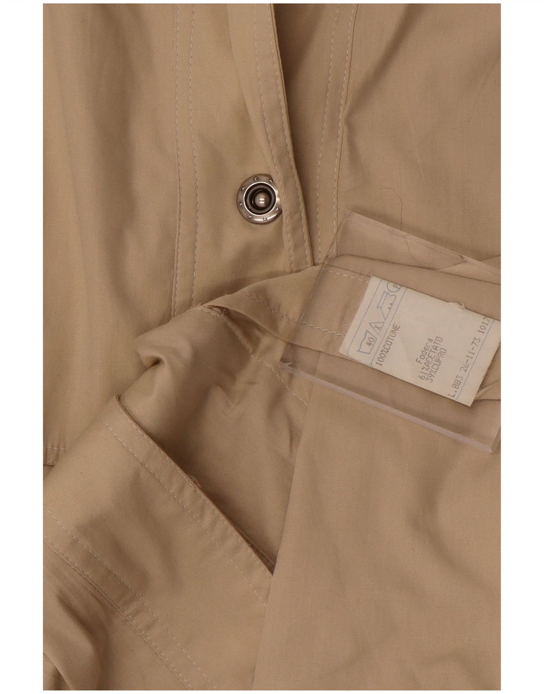 vintage Femme Trench Coat IT 46 Grand Coton Beige