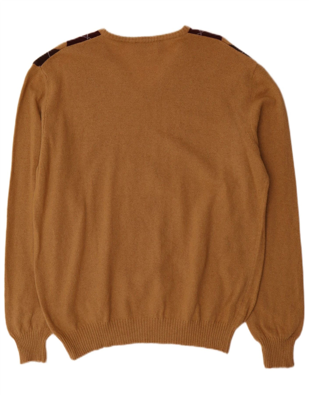 Malagrida Pull Col V Homme XL Beige Argyle/Diamant Laine
