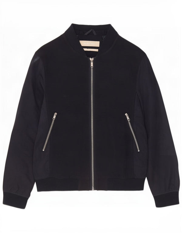Zara Mens Bomber Jacket UK 40 Large Navy Blue Colourblock