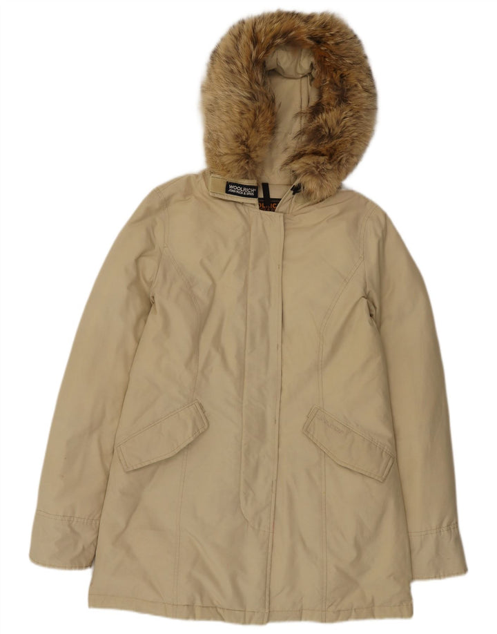Woolrich Manteau rembourré à capuche pour femme UK 44 Coton beige moyen
