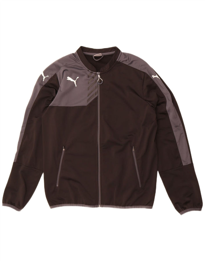 Puma Veste de survêtement pour homme Large Noir Colorblock Polyester