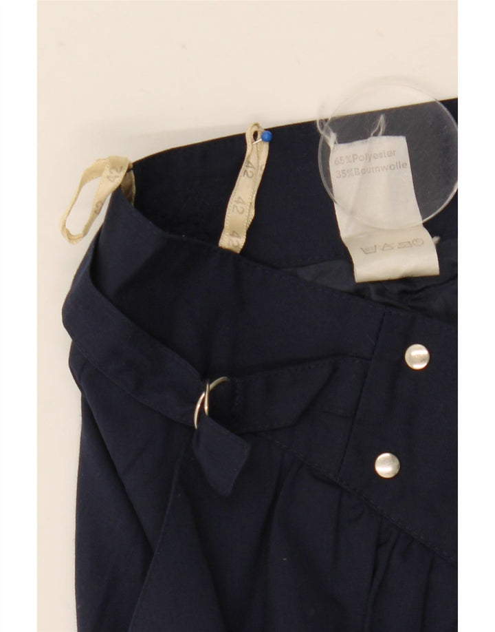 vintage Femme A-Line Jupe IT 42 Moyen W29 Bleu Marine Polyester