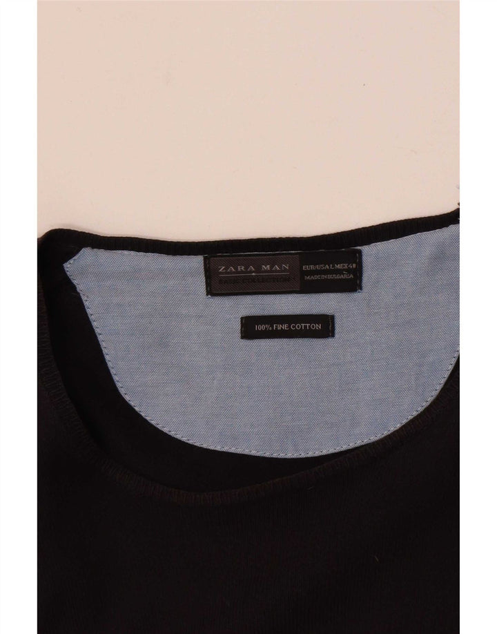 Zara Pull à col rond coupe classique pour homme, grand marron