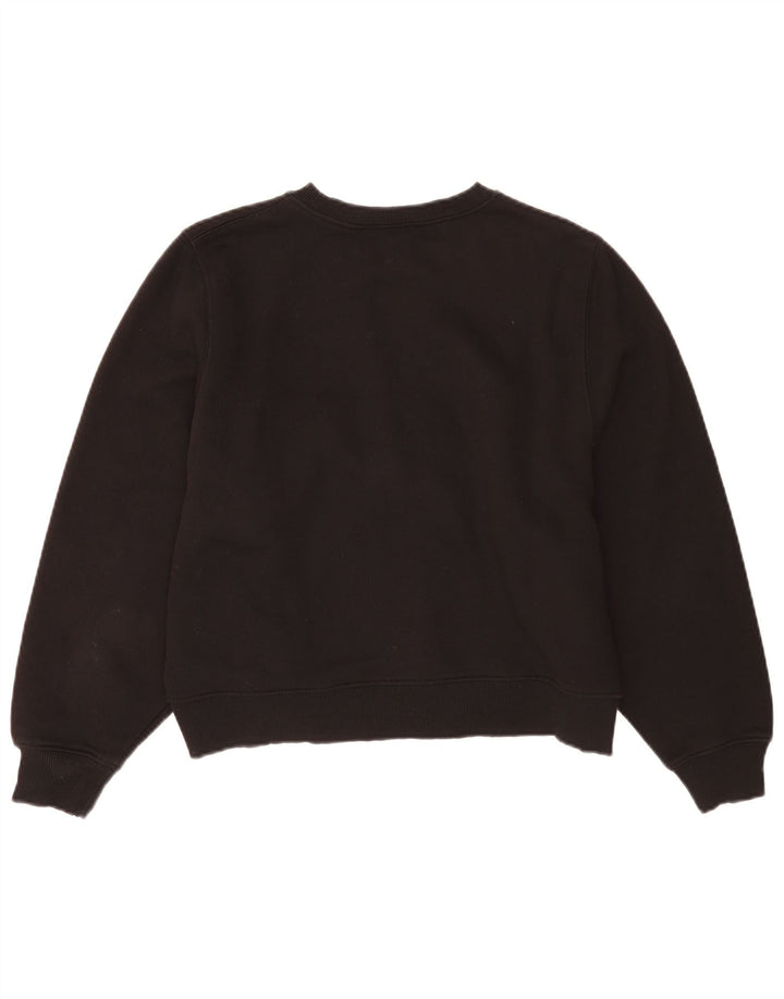 Zara Womens Crop Oversize Sweatshirt Jumper UK 14 Moyen Noir Coton