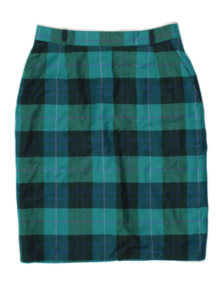 LOTZ Womens Pencil Skirt UK 16 Large W30  Blue Check Polyester Vintage Lotz and Second-Hand Lotz from Messina Hembry 
